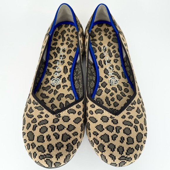 Women's 9 Rothy's RETIRED leopard print round toe the loafer ballet flats shoes - Picture 4 of 6